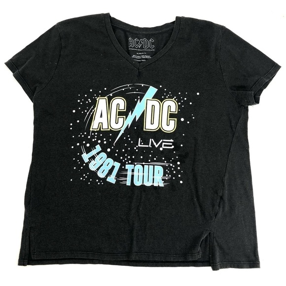 AC/DC Tops - AC/DC Band Tee 1981 Live Tour Graphic Shirt Short Sleeve Top Size XL